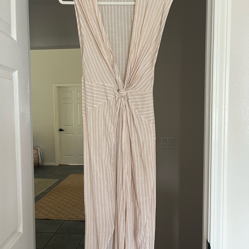 Mahina Striped Cream Midi Dress